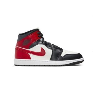Nike women’s Air Jordan 1 mid sail/gym red-off nior-white